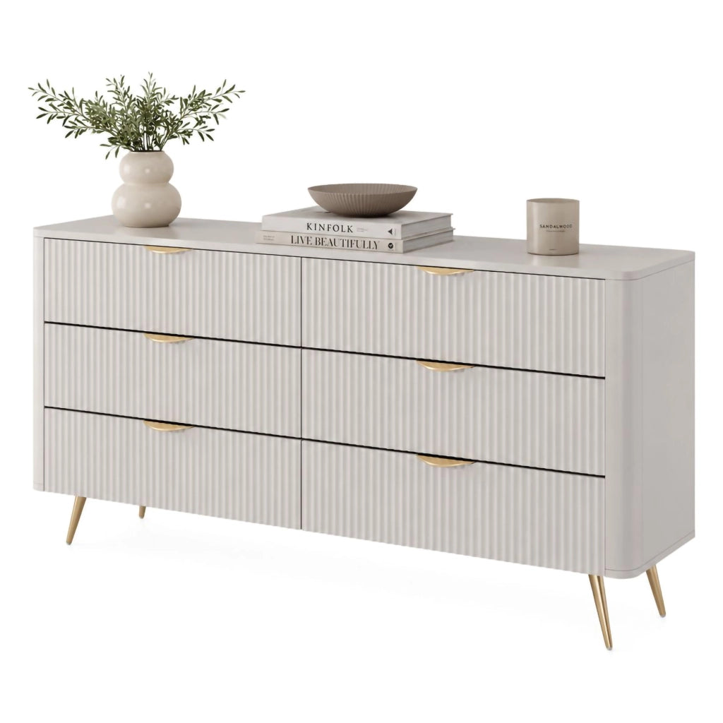 Madia Hali, Credenza 6 Cassetti, 163x38x81h cm Beige