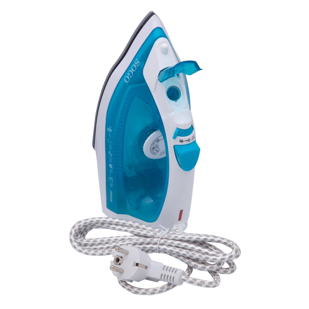 Ferro da stiro a vapore elettrico 2000W, serbatoio 220ml, piastra ceramica, vapore verticale stiratura - SOGO