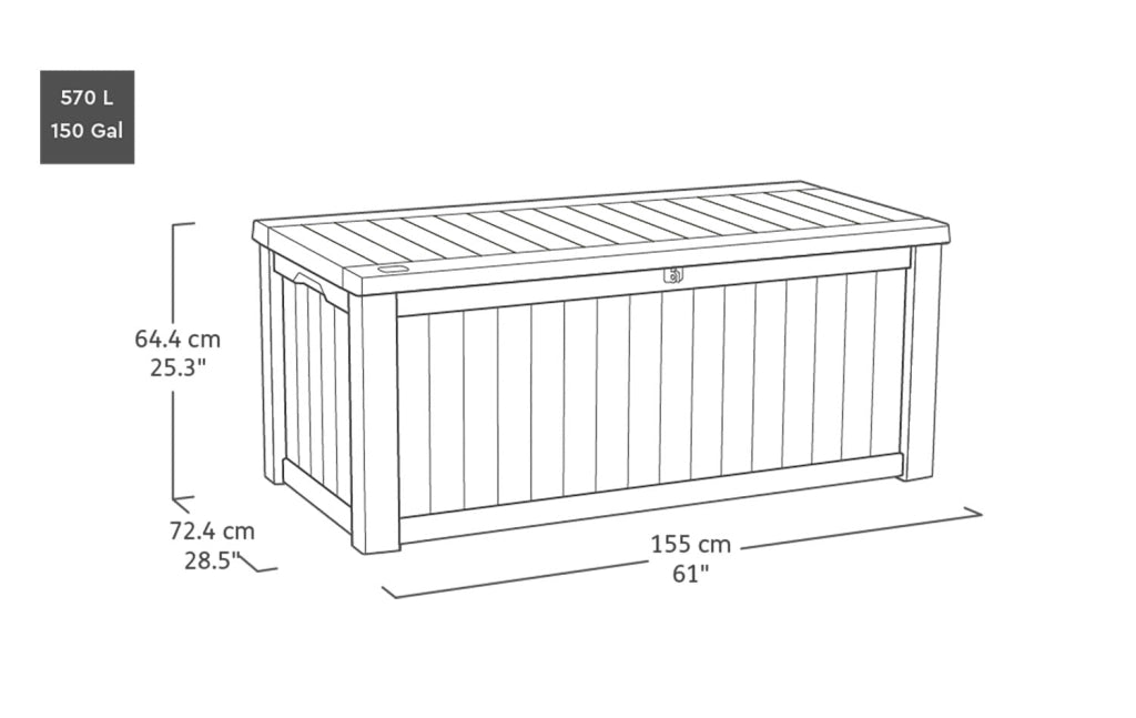 Baule da Esterno Keter Deco Box 150G 151,7x72,5x70 cm in DecoCoat Effetto Legno Noce