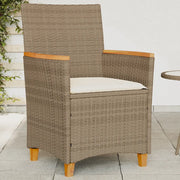 Sedie Giardino con Cuscini 2 pz Beige Polyrattan Legno Massellocod mxl 92123