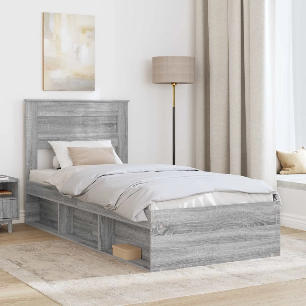 Struttura del letto Grigio Sonoma 90 x 190 cm Pino massello