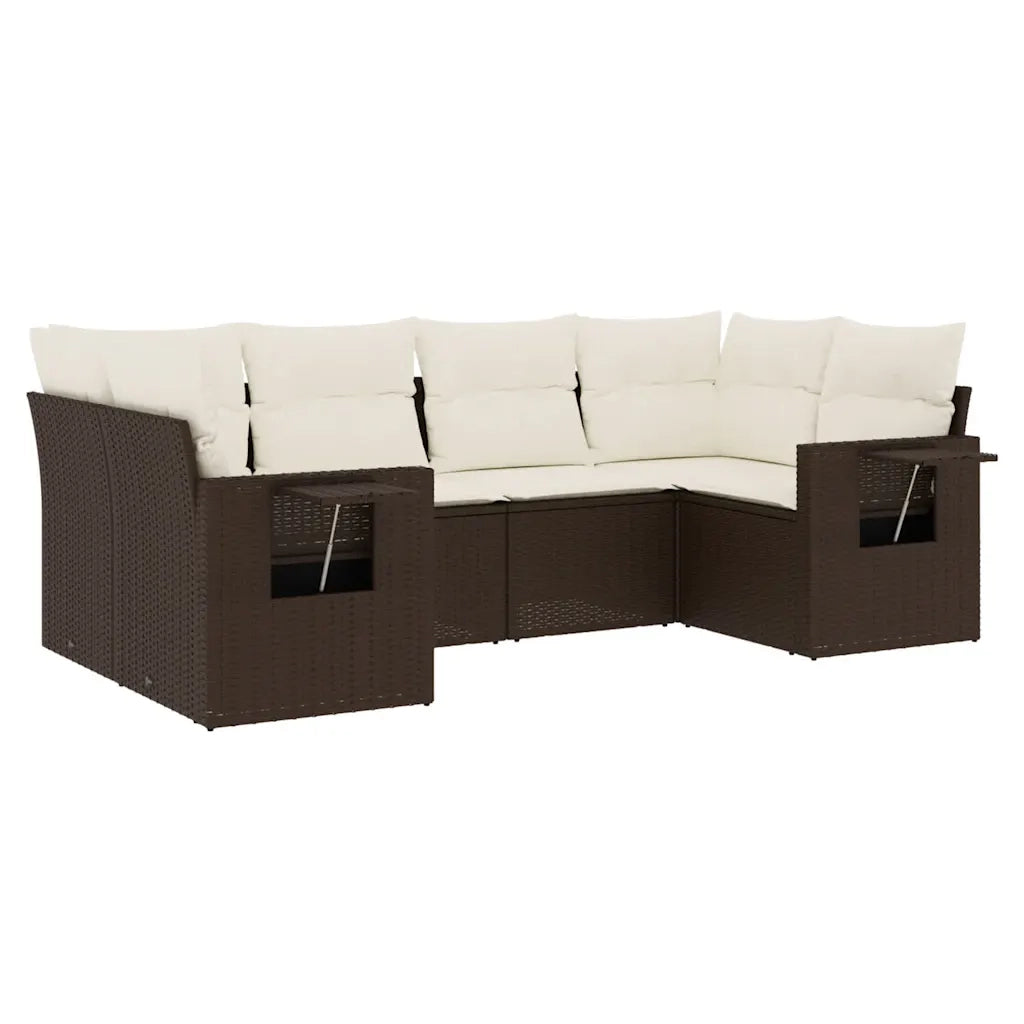 Set Divano da Giardino 6 pz con Cuscini Marrone in Polyrattancod mxl 91573