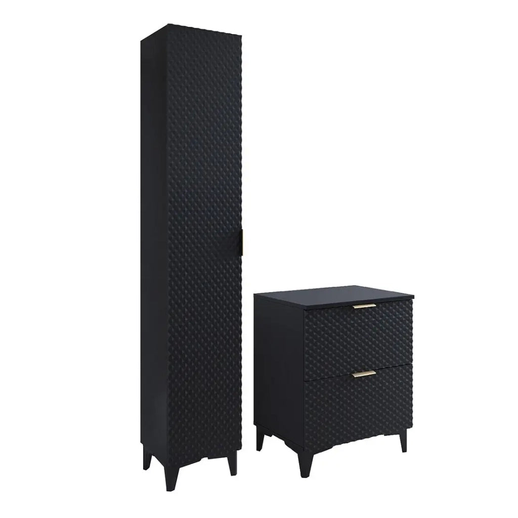 Set di 2 mobili da bagno collezione CHIC colori nero e dorato. Mobile sotto lavabo