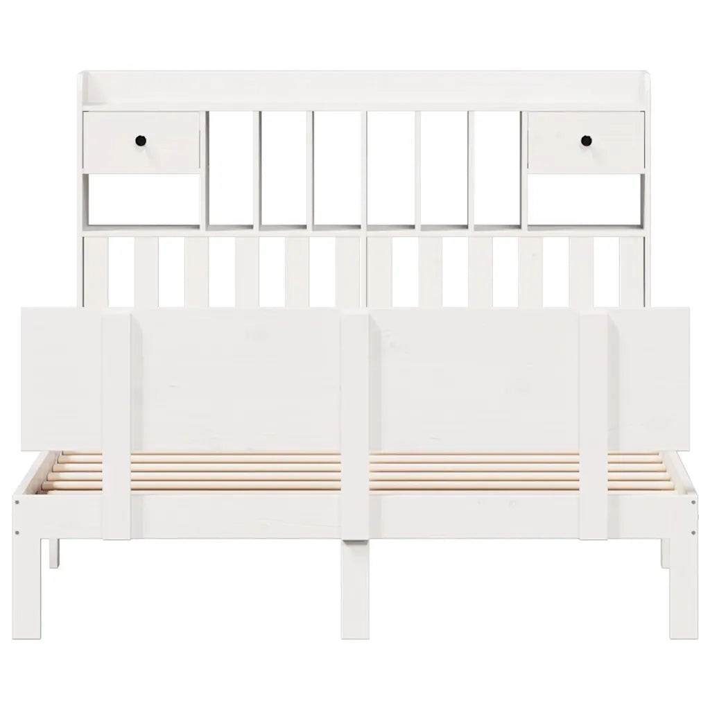 Letto Libreria senza Materasso Bianco 140x200 cm Legno di Pino 3322693