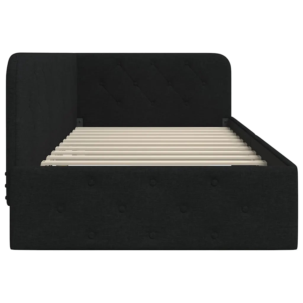 Cornice del letto ad angolo Nero 90 x 200 cm Tessuto 42016497