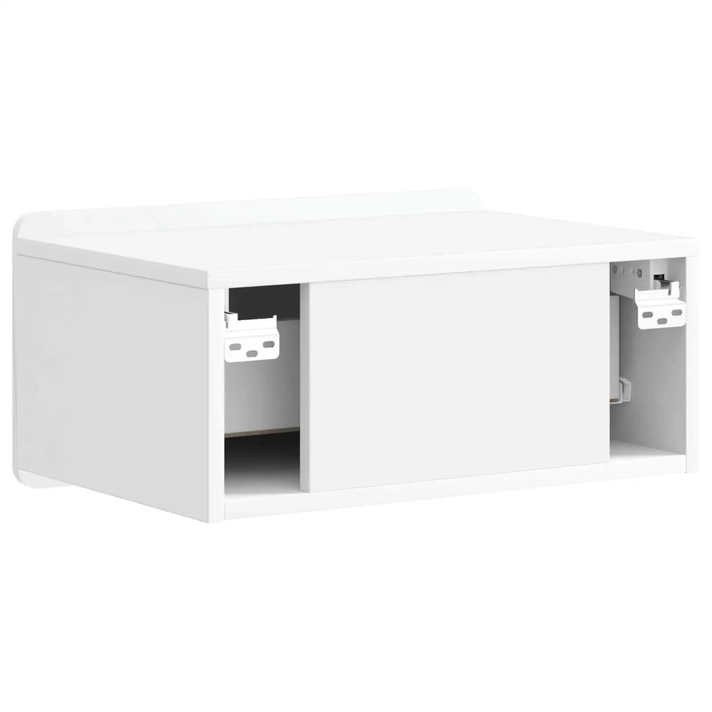 Comodino | Armadio da Notte | Mobiletto da notte a muro Bianco Lucido 49 x 34,5 x 24 cm