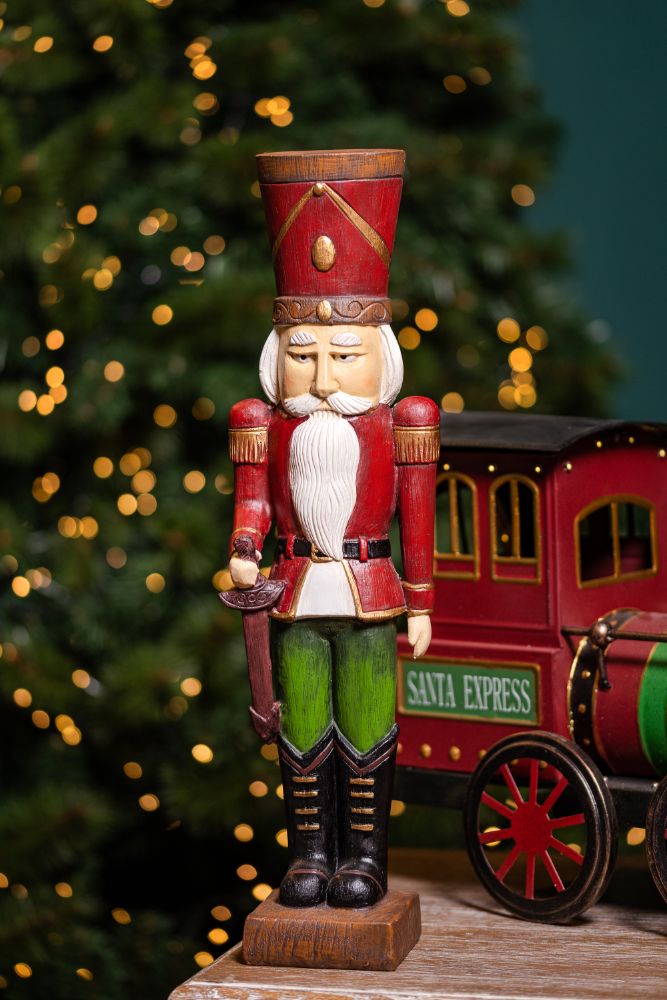 Soldato Schiaccianoci Natalizio con Base H44,5 cm in Resina