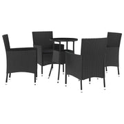 Set Bistr¨° da Giardino 5 pz | Set Salotto da Giardino con Cuscini in Polyrattan Nero