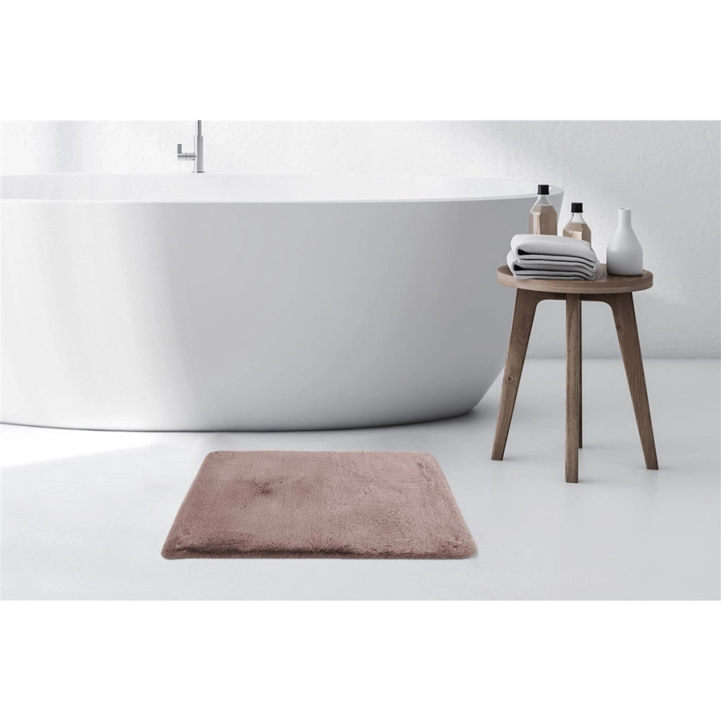 Tappeto da bagno Rabbit Rosa in soffice pelliccia sintetica