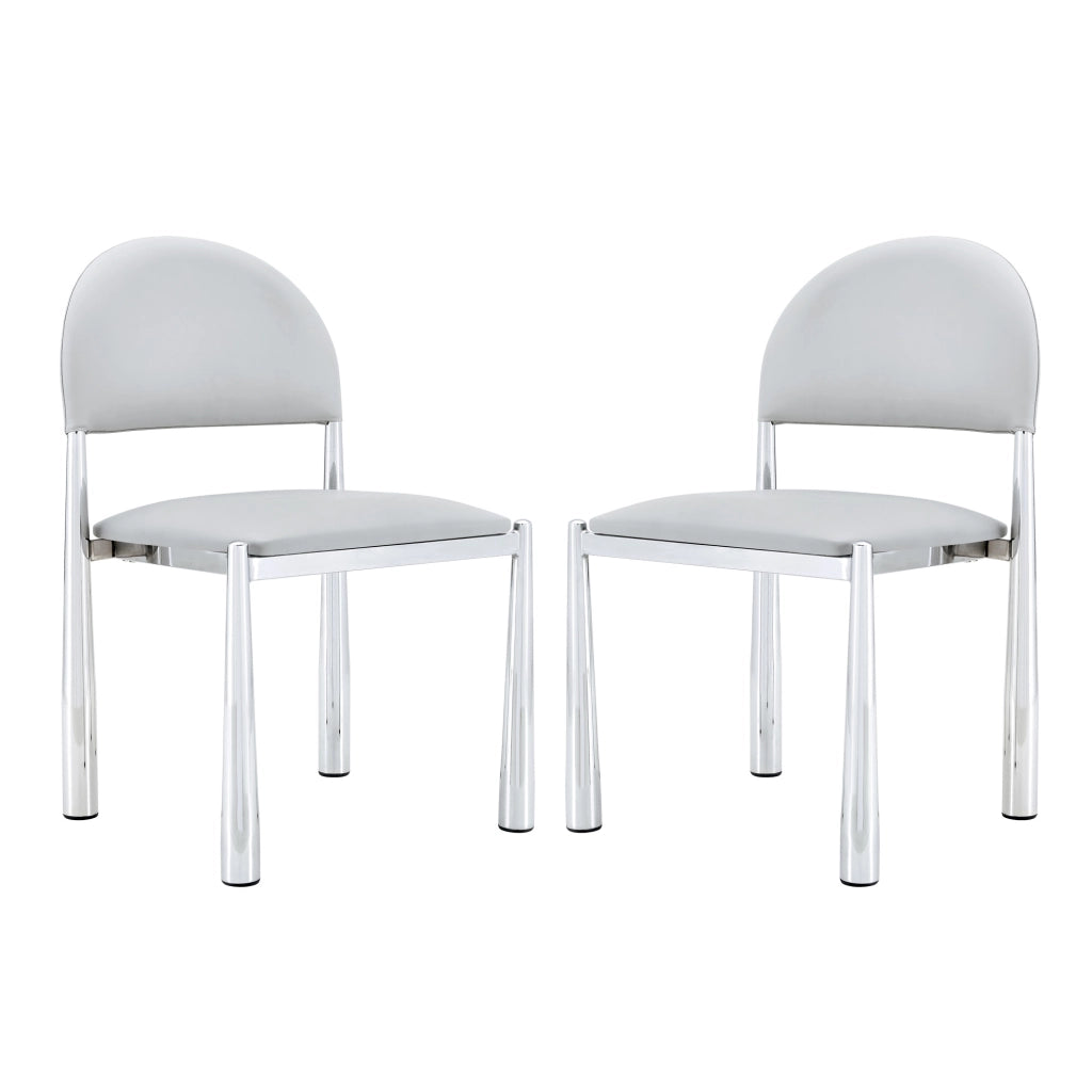 Set di 2 sedie da pranzo moderne in PU grigio chiaro con gambe in metallo, 80 cm