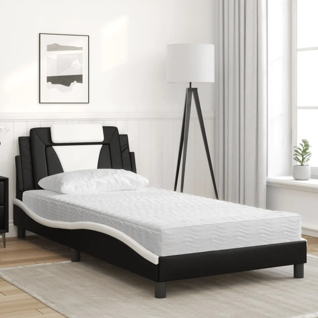 Letto Viana con Materasso Nero e Bianco 100x200 cm in Similpelle 3208780
