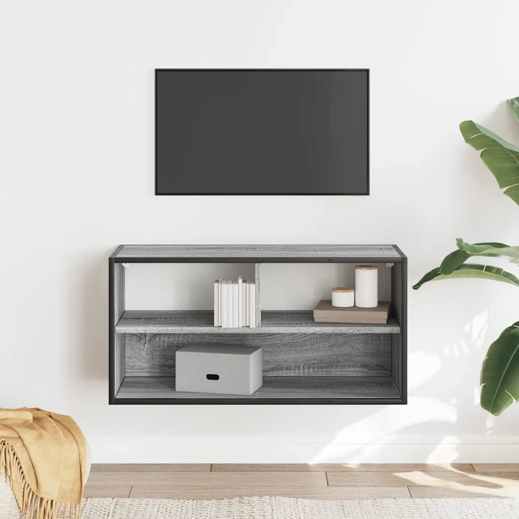 Mobile TV Grigio Sonoma 80x31x39,5 cm Legno Multistrato Metallo