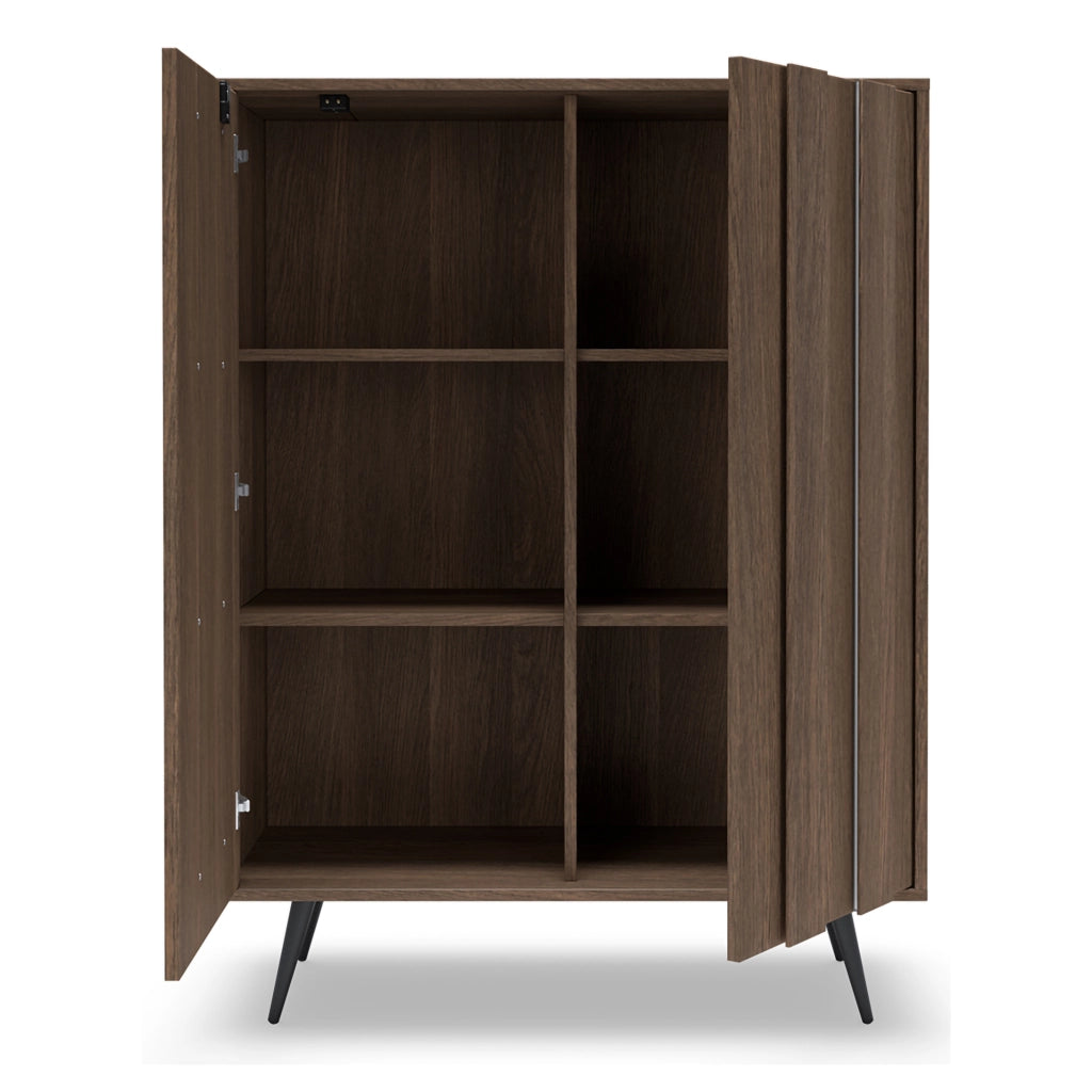 Madia Hafano, Credenza 2 Ripiani, 94x40x126h cm Marrone Noce