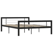 Letto matrimoniale | Letto per adulti | Giroletto Nero e Bianco in Metallo 140x200 cm
