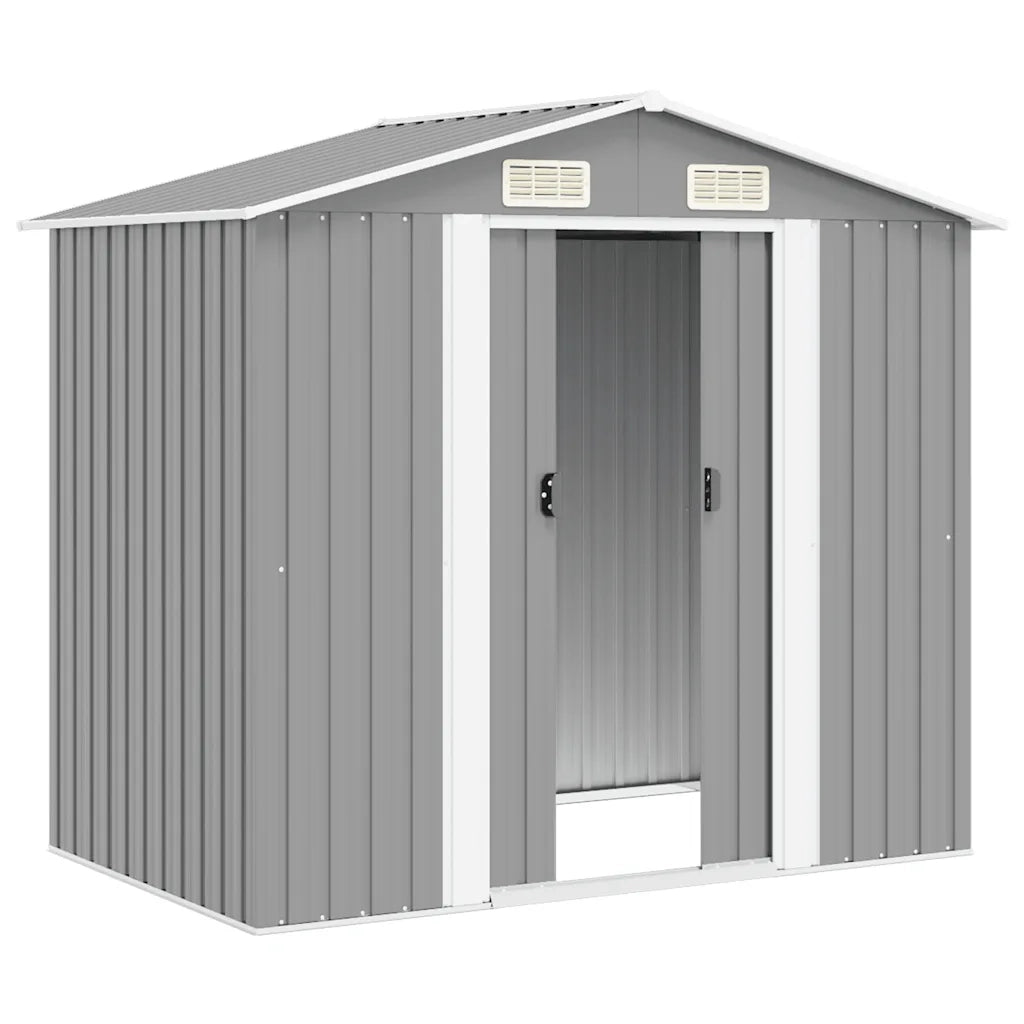 Capanno per Attrezzi in Metallo Grigio 204x132x186 cm 42983