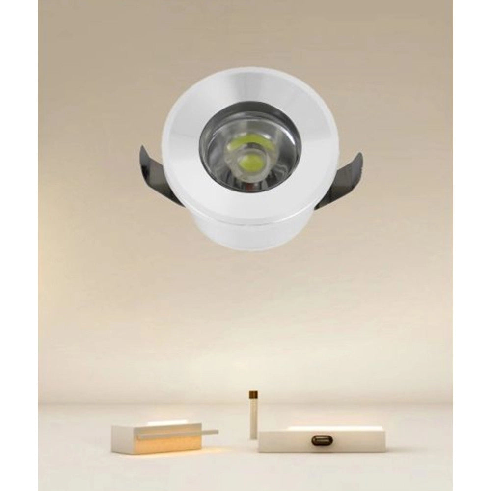 Trade Shop - Faretto 1w Led Incasso A Soffitto Ip20 Bianco Mini Spot Segnapassi Luce Calda 00229         