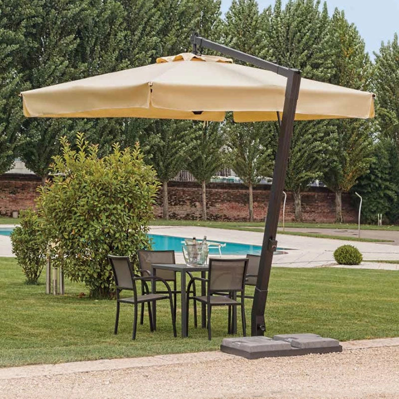 Ombrellone da giardino in allumino ALCAMO a braccio laterale, girevole - Ombrellone Da Giardino In Allumino Alcamo A Braccio Laterale, Girevole Quadrato 2,5 X 2,5 Mt Misure: 2 x 3 m