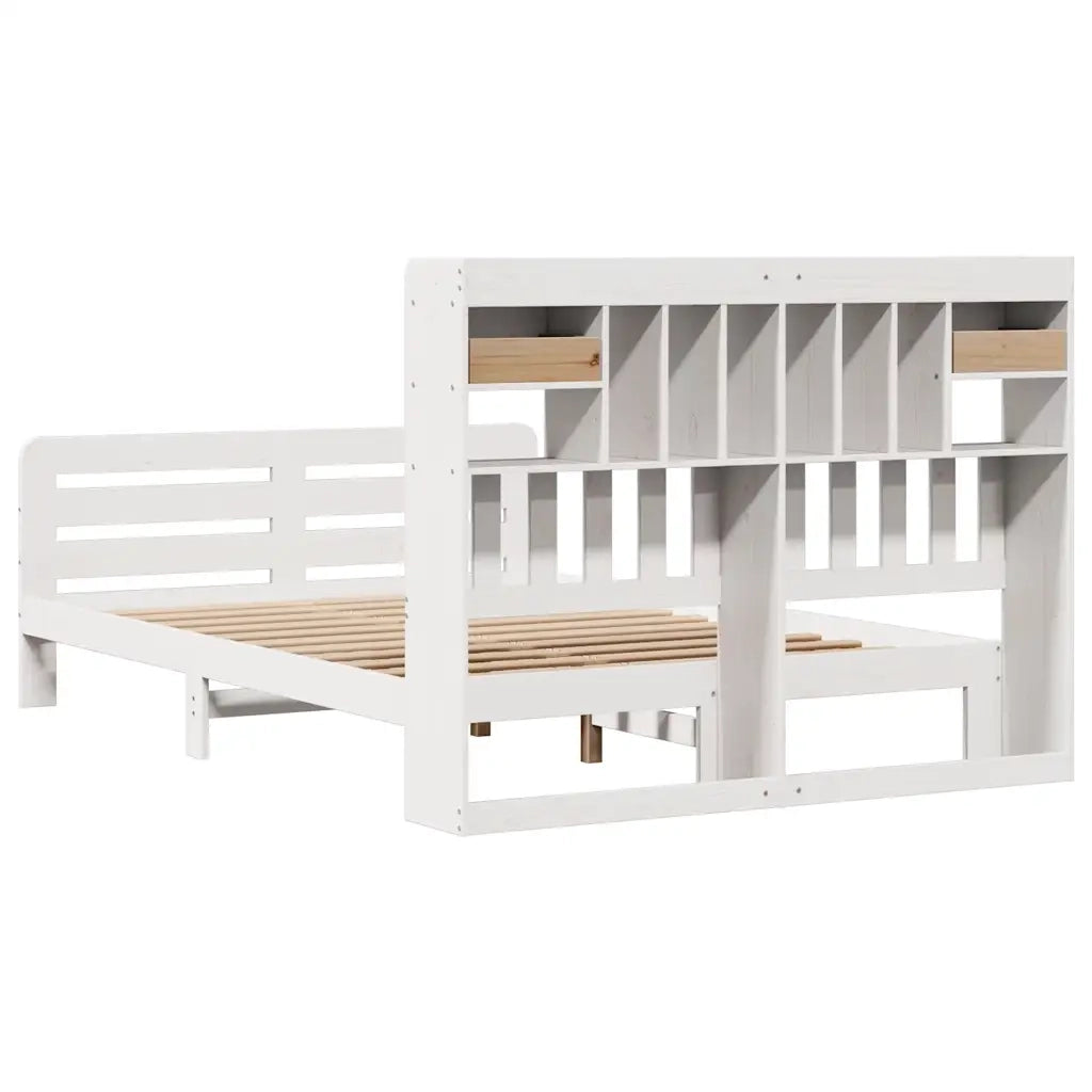Letto Libreria senza Materasso Bianco 160x200 cm Legno di Pino 3309969