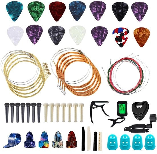 Accessori per chitarra 3 pezzi - Corde per chitarra - Plettro per chitarra - Viti per chitarra - Strumento per avvitare - Materiale celluloid duraturo - Set di chitarra