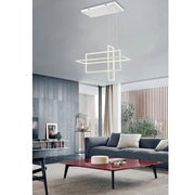 Trade Shop - Lampadario Sospensione 3 Rettangoli Moderna Luce 4000k 3000k 6500k Bianca Lp-35 -