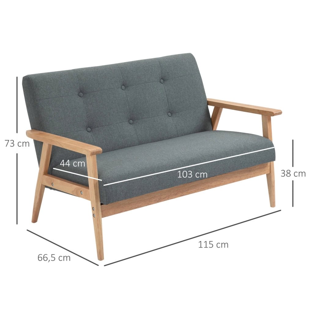 Divanetto 2 posti grigio scuro 115x66,5x73 cm