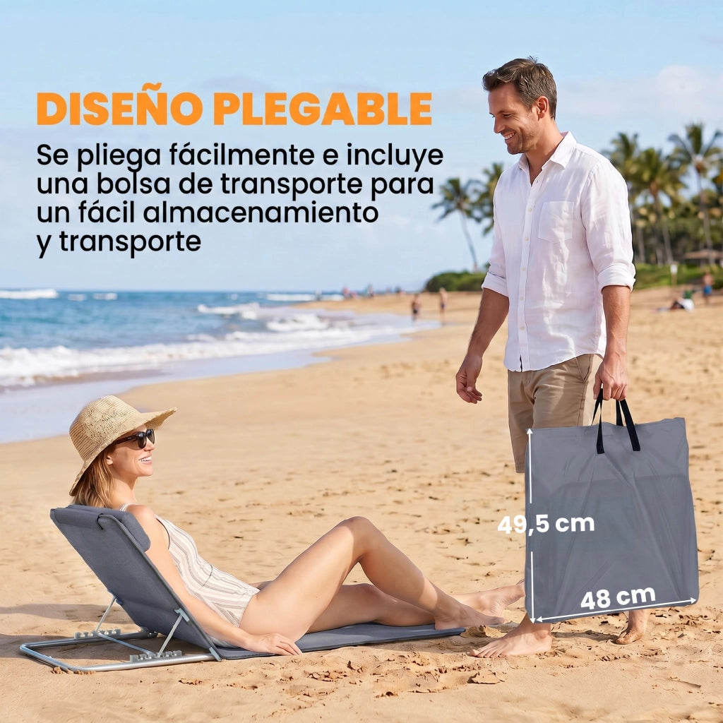 Divano 2 posti reclinabile con poggiatesta e custodia ¨C zephmum ¨C grigio 134x48x33-43 cm