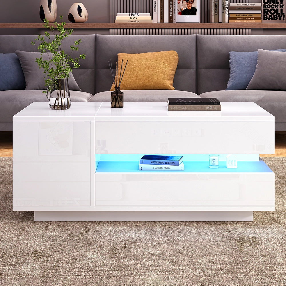 Tavolino regolabile - Xylo - 95x50cm LED con armadio bianco