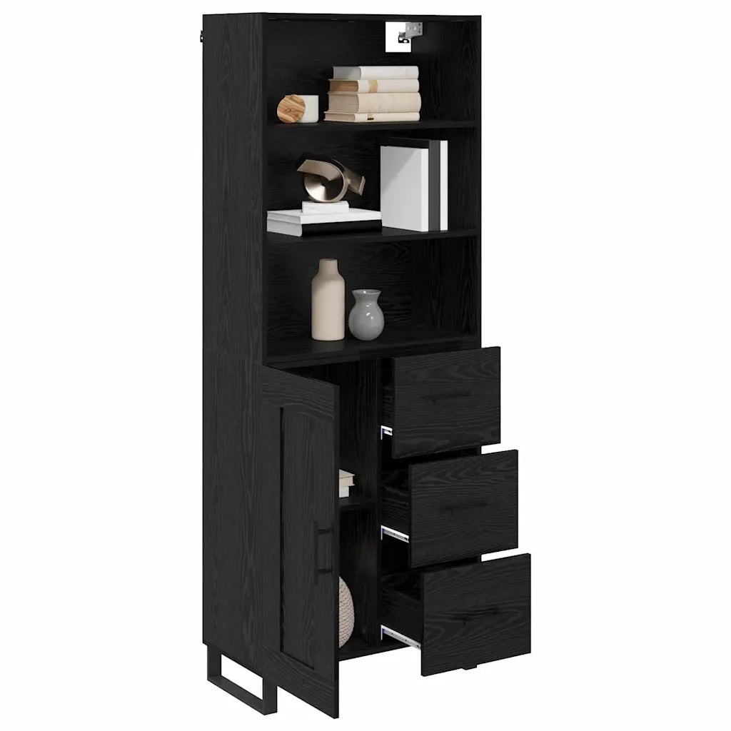 Credenza con cassetto 2 pcs Rovere Nero Legno multistrato