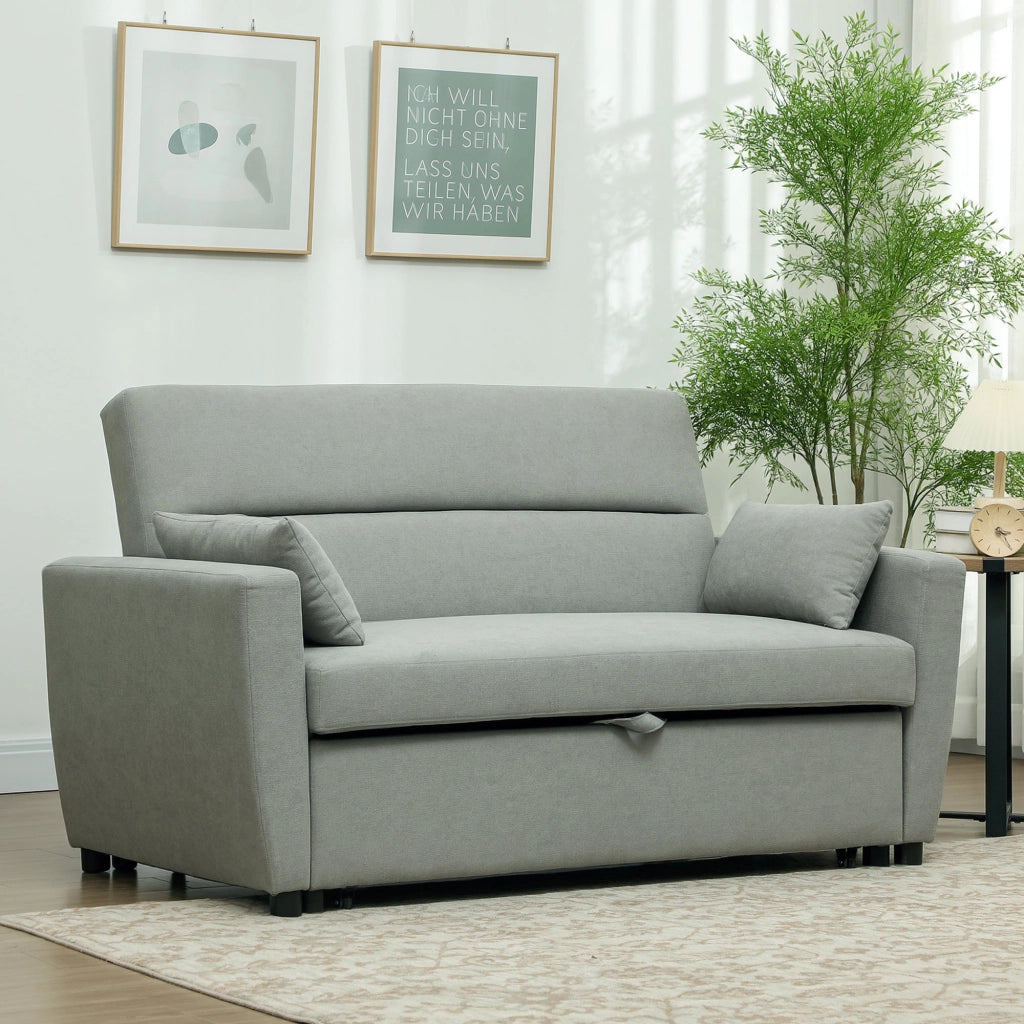 Divano letto 2 posti imbottito regolabile ¨C zephmum ¨C Grigio chiaro