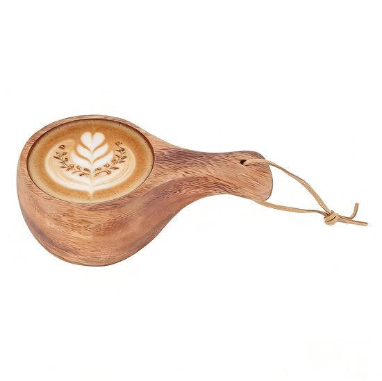Tazza in Legno 220ML - Manufattura Artigianale - Stile Scandinavo - Tazza Portatile - Fori di Sospensione - Legno di Alta Qualità - Tazza da Caffè