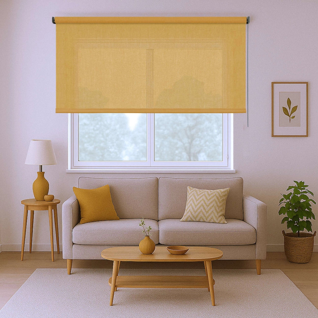Tenda a Rullo Filtrante, Tenda Avvolgibile Traslucida Liscia Per Finestre e Porte Giallo 140x250 cm