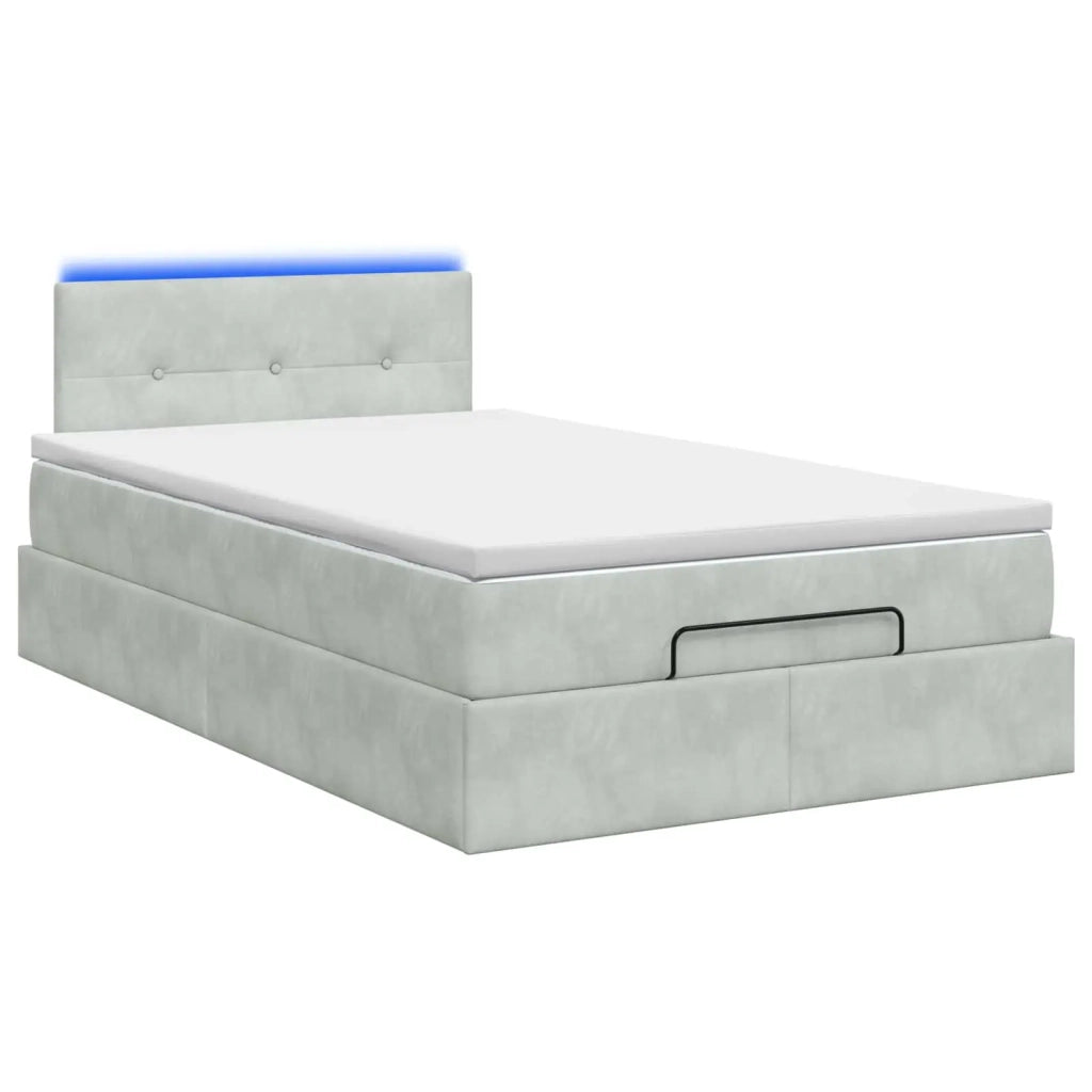 Letto Ottomano con Materasso e LED Grigio Chiaro 120 x 190 cm 3458289