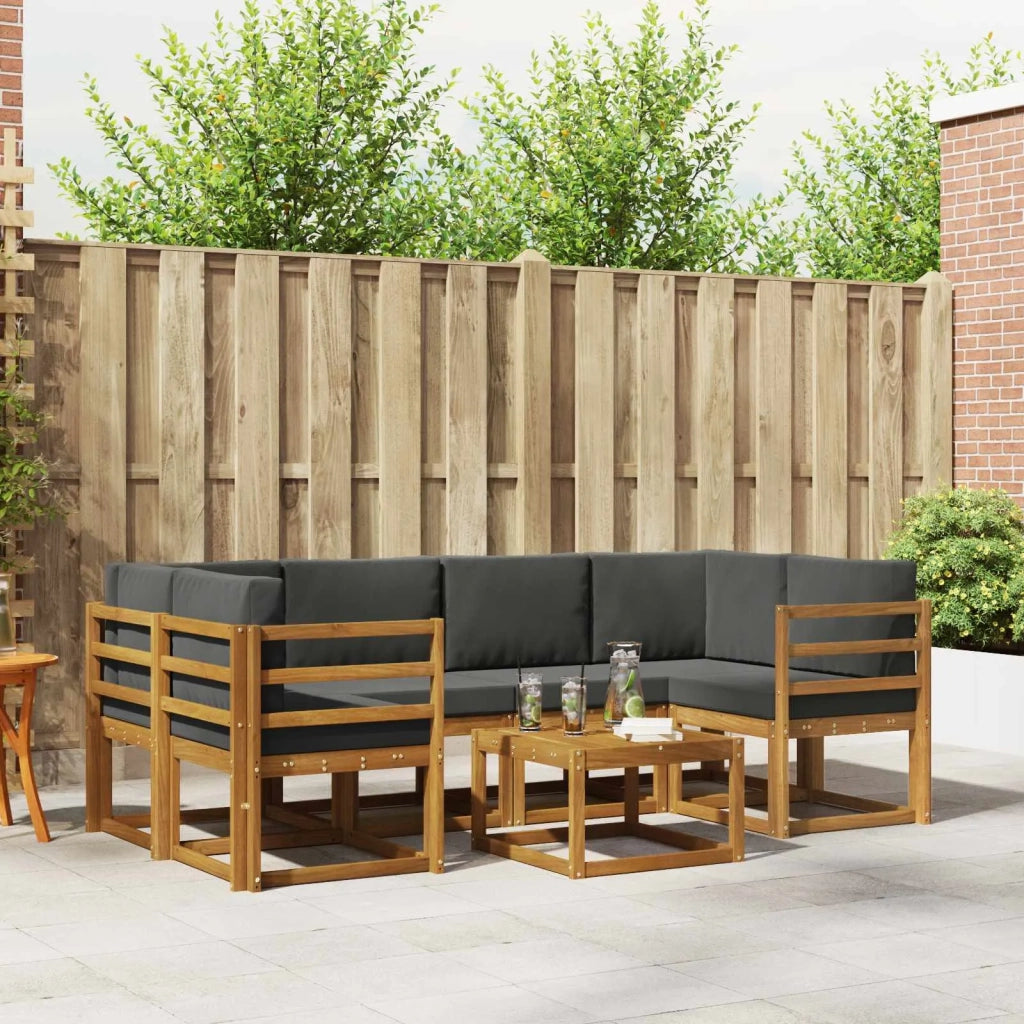 Set di divani da esterno con cuscino 7 pcs Naturale e Antracite 3366065