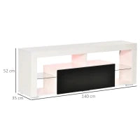 Mobile Porta TV con Luci a LED di 20 Colori e Telecomando per TV fino 55", 140x35x52 cm, Bianco