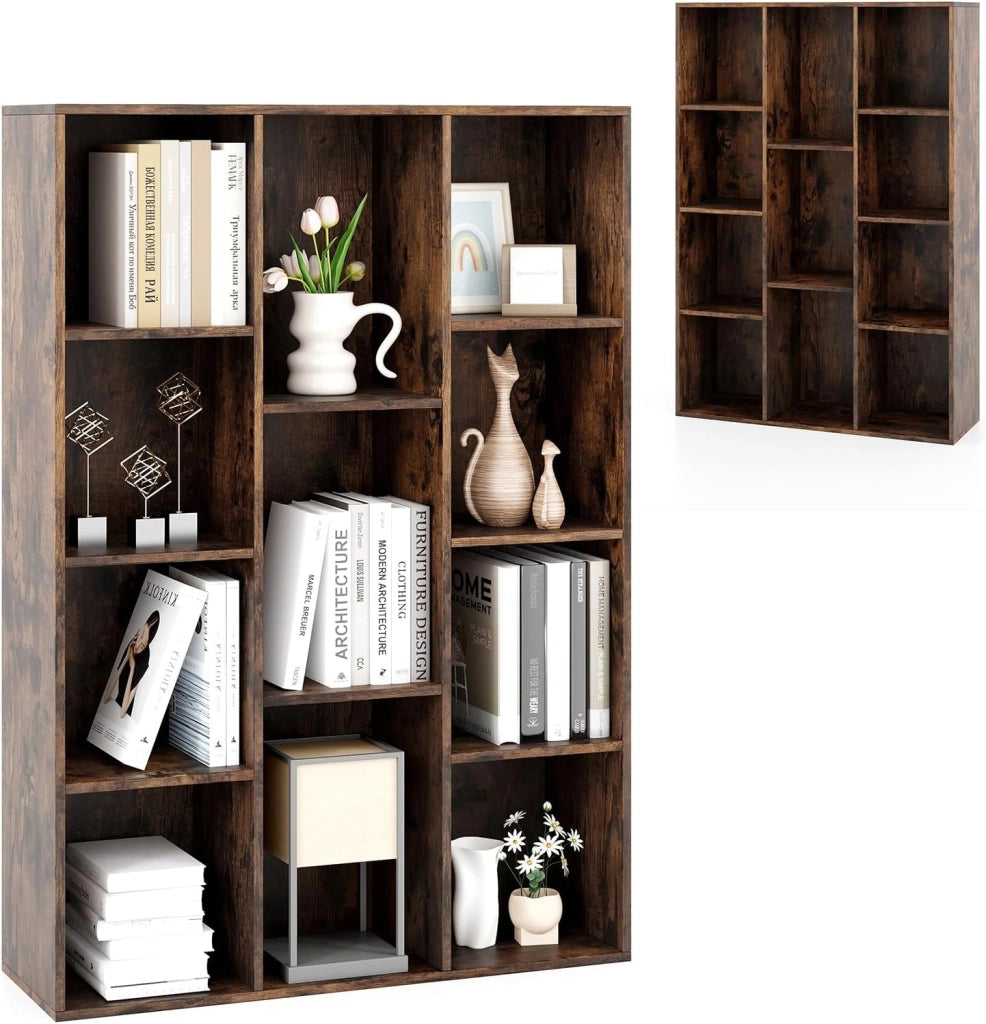 Libreria Aperta con 11 Scomparti, Libreria a Cubi, Arredamento Casa, Scaffale da Ufficio, 74 x 24 x 106 cm (Marrone)