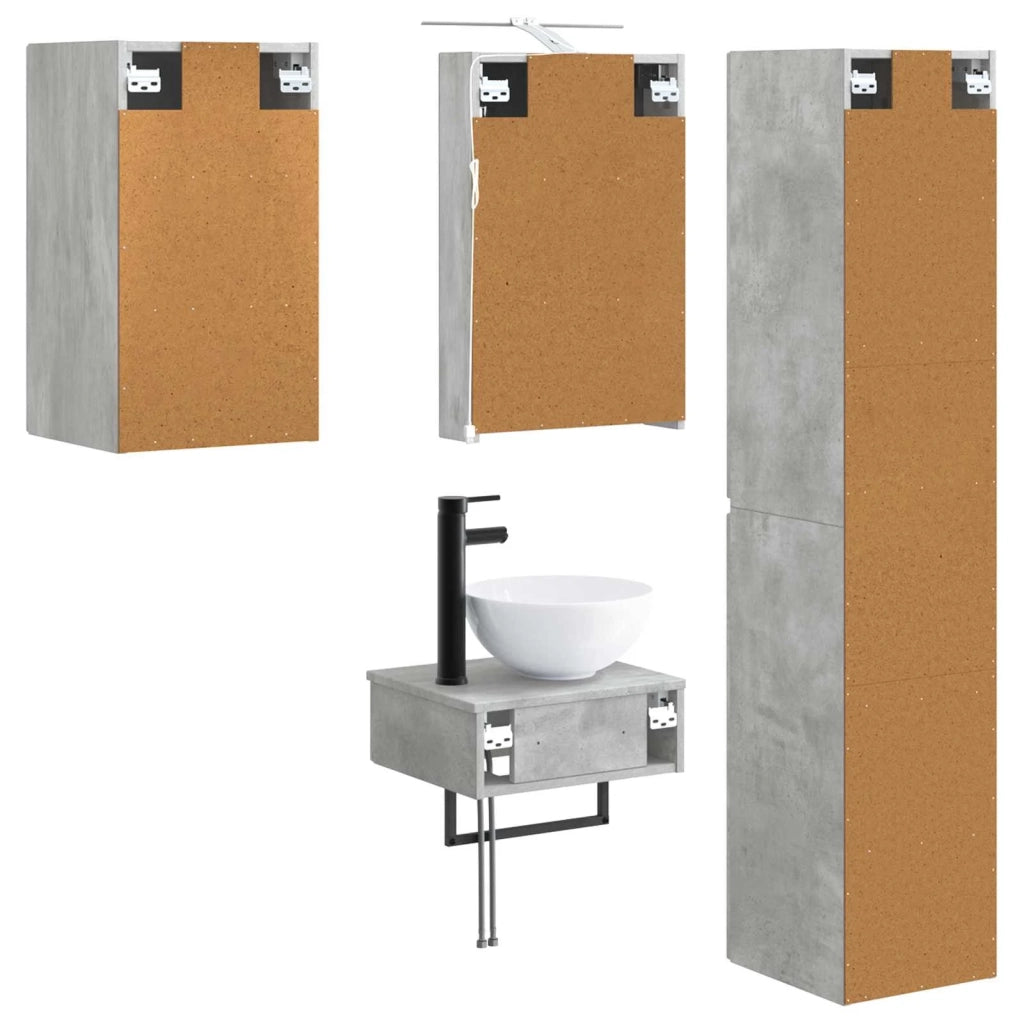 Set di mobili per il bagno 5 pcs Grigio Cemento 3407242