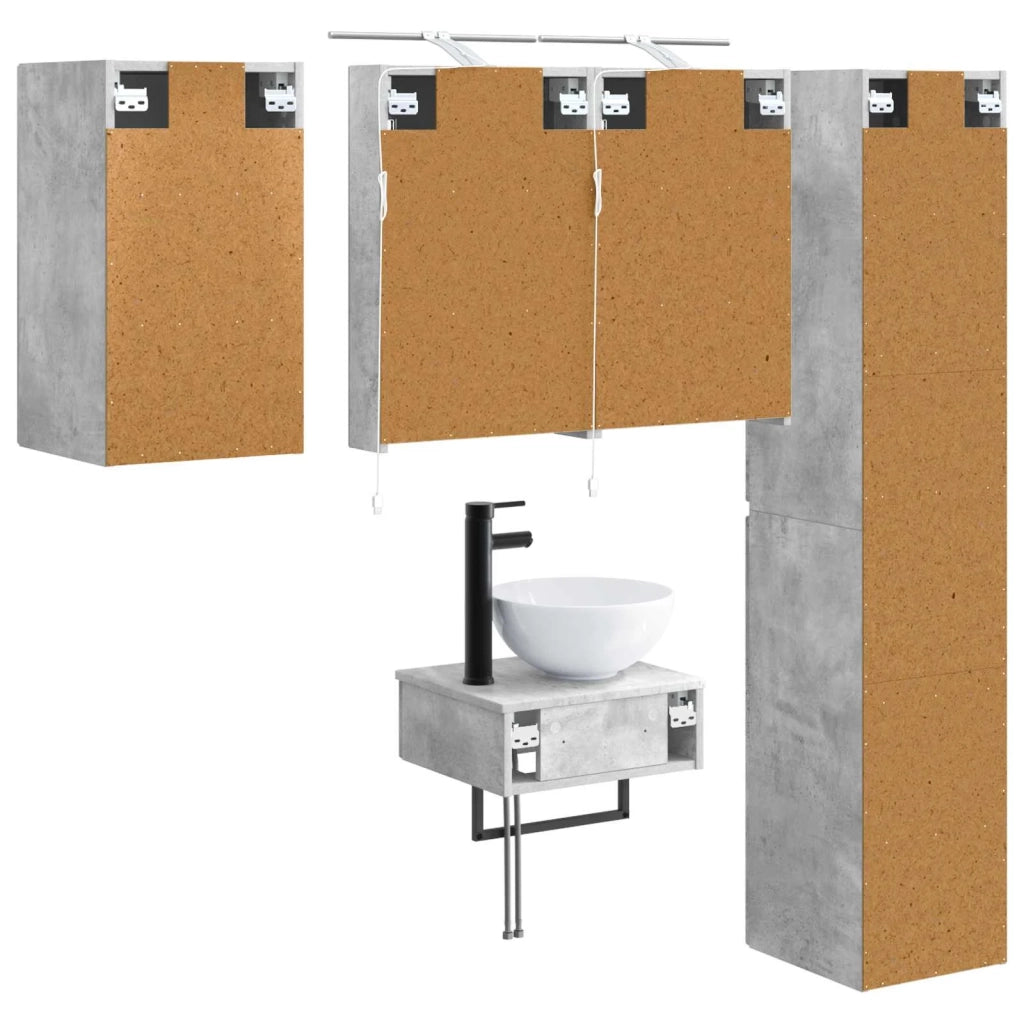 Set di mobili per il bagno 5 pcs Grigio Cemento 3407242