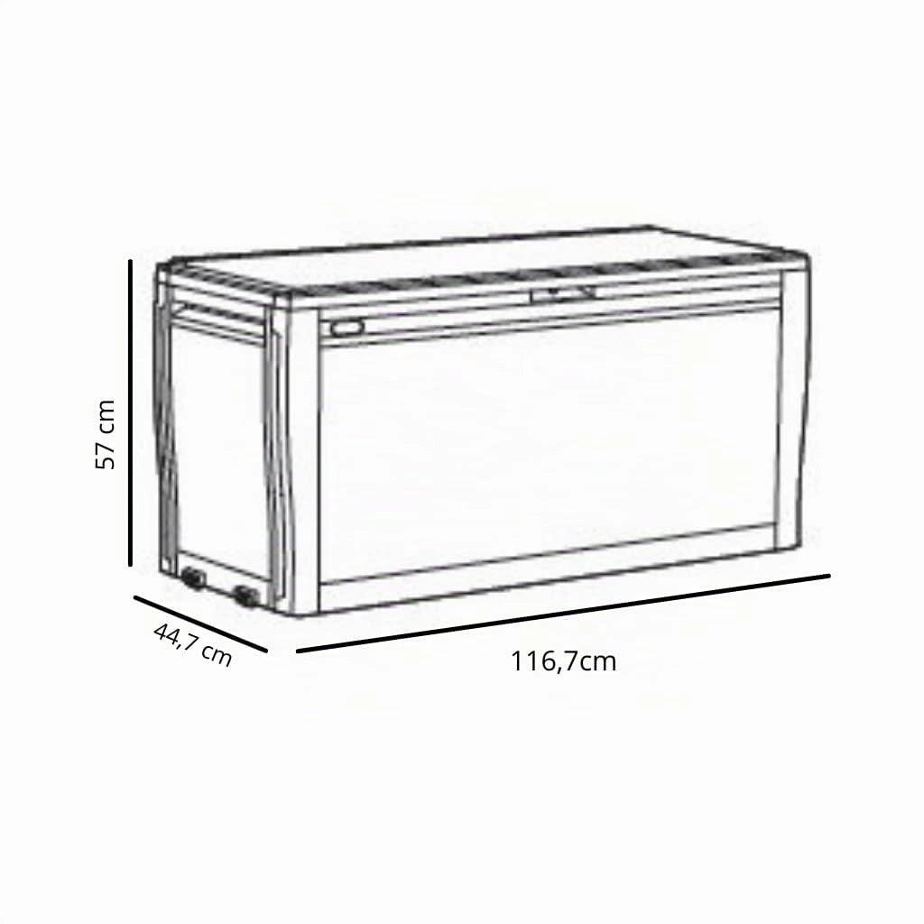 Baule da Esterno in Resina con Ruote e Maniglie Colore Marrone 117X45X57 Cm