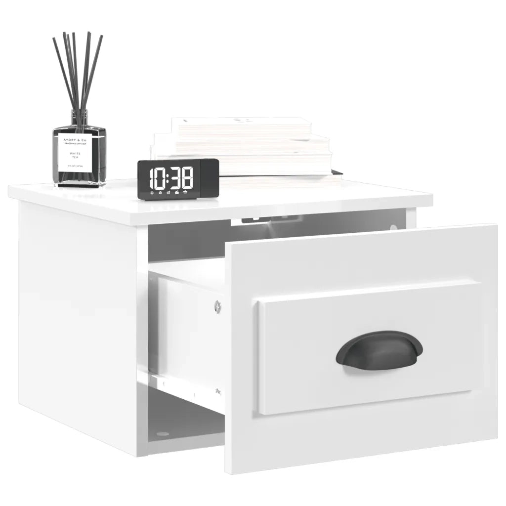 Comodini a Parete 2 pz Bianco Lucido 41,5x36x28 cm 816381