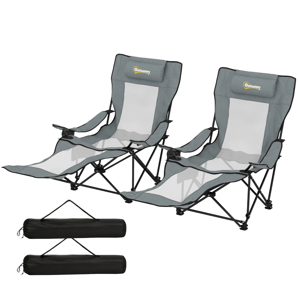 Sedia da pranzo pieghevole con poggiapiedi ¨C zephmum ¨C grigio 125x80x90cm