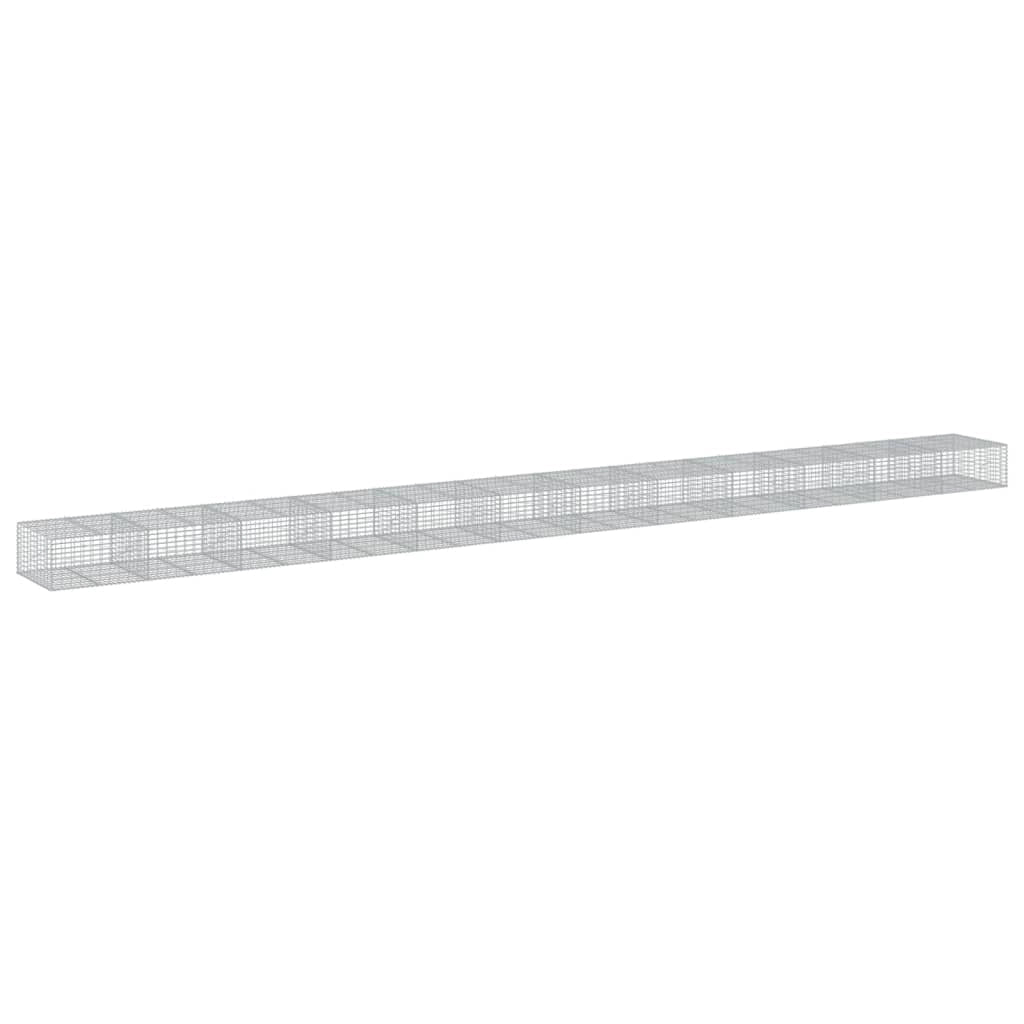 Gabbione recinto a gabbia muro di contenimento con coperchio 1200 x 100 x 50 cm ferro zincato argento 02_0040133