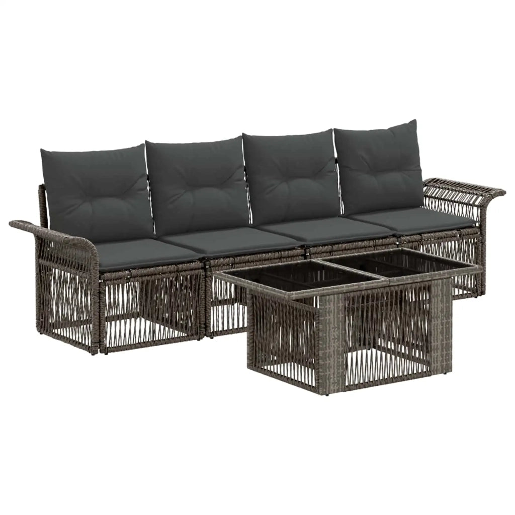 Set Divano da Giardino 5 pz Grigio e Grigio Scuro polyrattan 3436589
