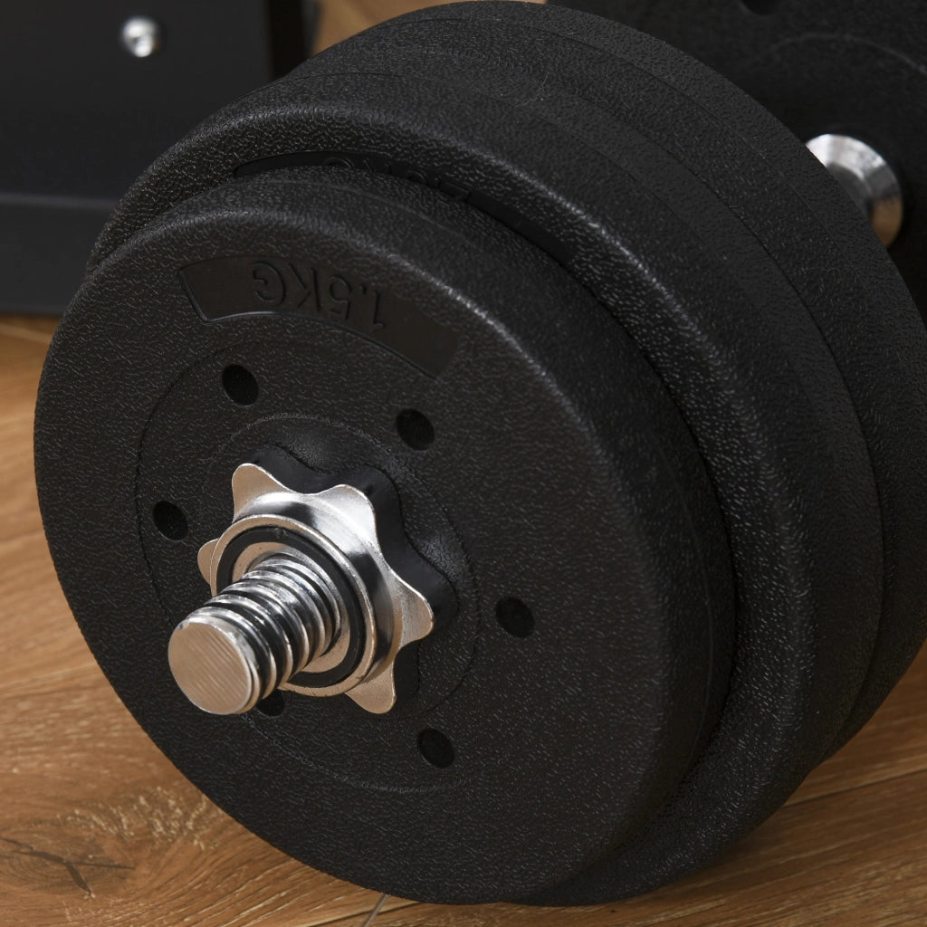 Set 2 Manubri 12 Dischi 20Kg in Acciaio e Plastica Nero