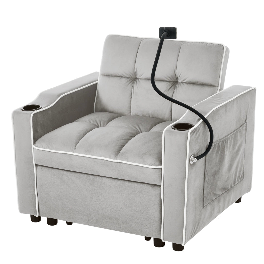 Divano letto estraibile 3 in 1 - Zephmum- 83x167x76cm- Con porta bicchieri e supporto per smartphone