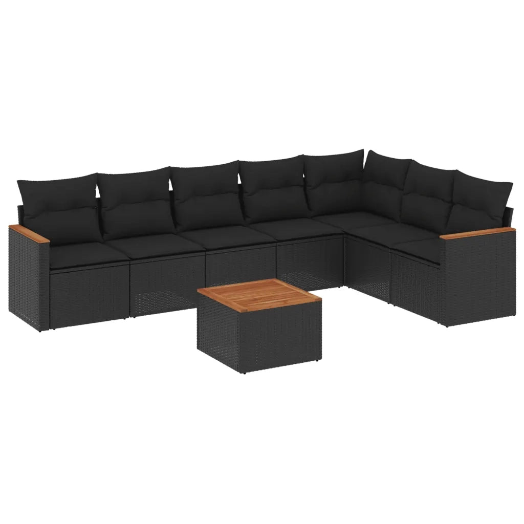 Set Divani da Giardino con Cuscini 8 pz Nero in Polyrattan 3258436