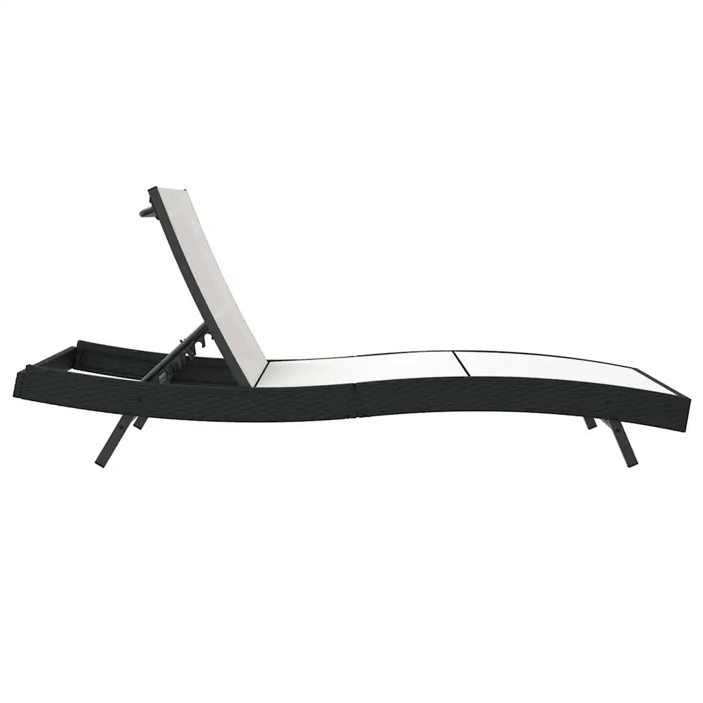 Lettino da Lettino sole | Sdraio da giardino | Lettino da sole Nero e Bianco 197 x 70 x 82 cm polyrattan