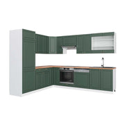 Cucina angolare completa Fame-Line Verde-oro rustico/Bianco 287 x 60 cm, PL Rovere Vicco