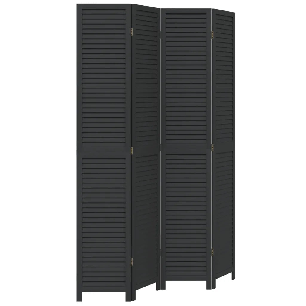 Divisorio Ambienti | Divider per stanze | Paravento 4 Pannelli Nero Legno Massello di Paulownia