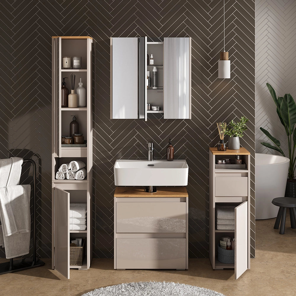 Vicco mobiletto bagno Cashmere/Artigianale 30.2 x 96.3 cm con cassetto e anta