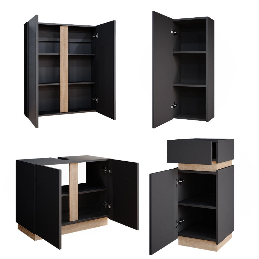 Vicco Set di mobili da bagno Antracite 4 parti